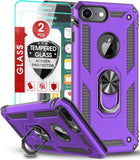 LeYi for iPhone 6/6S/7/8 Phone Case, iPhone 6/6S/7/8 Phone Case with Glass Screen Protector Replacement, Military-Grade Shockproof Magnetic Ring Stand Cell Android Case Cover