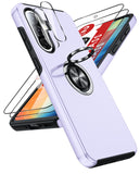 LeYi for Samsung Galaxy A37 5G Case with Glass Screen Protector and Lens Protector, Shockproof Heavy Duty Protective Slim Fit Samsung Galaxy A37 5G Cell Phone Case Cover with Rotatable Ring Holder Magnetic Kickstand for Women