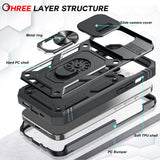 LeYi for iPhone 15 Pro 5G Phone Case: iPhone 15 Pro Case with Slide Camera Cover with Magnetic Stand, Heavy Duty Shockproof para i Phone 15 Pro Case for Women Girl