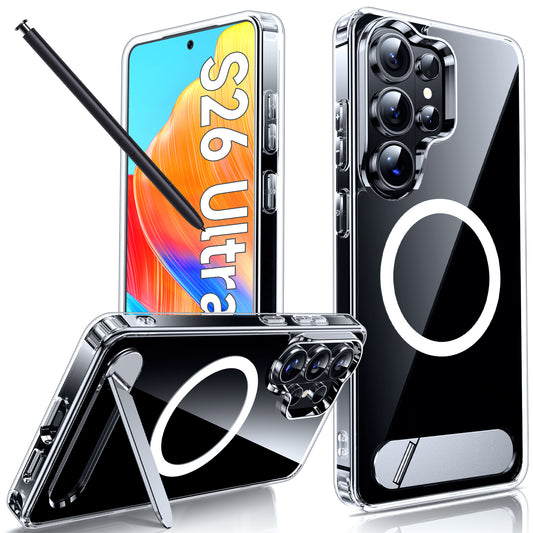 LeYi for S26-Ultra Case with Stand: Samsung Galaxy S 26 Ultra Phone for Magsafe Clear Funda para s26ultra Magnetic Cover Kickstand Slim 26Ultra Women Men Military Grade Galaxys26 Cases, Transparent Visit the LeYi Store