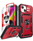 LeYi for iPhone 14 Plus Phone Case: iPhone 14 Plus Case with 2 Tempered Glass Screen Protector, Slide Camera Cover, Ring Stand Holder, Heavy Duty Shockproof para i Phone 14 Plus Cover for Women Girl