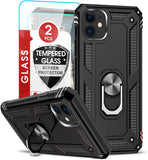 LeYi for iPhone 11 Phone Case, iPhone 11 Phone Case with Glass Screen Protector Replacement, Military-Grade Shockproof Magnetic Ring Stand Cell Android Case Cover