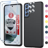 LeYi for Galaxy S21 FE Cases, Samsung S21 FE Cover with Tempered Glass Screen Protectors, Soft Silicone Ultra Slim Shockproof Cover with Anti-Scratch Microfiber Lining S 21FE Case