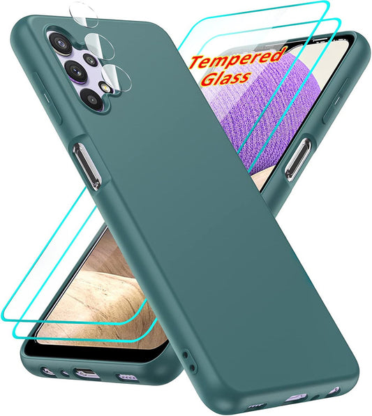 LeYi for Galaxy A32 5G Phone Cases, Samsung A32 Phone Cover with Tempered Glass Screen Protectors, Soft Silicone Ultra Slim Shockproof Cover with Anti-Scratch Microfiber Lining Galaxy A32 Case