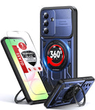 LeYi for Samsung Galaxy-A36 5G Case: with Glass Screen Protector, [Fit Magsafe] 16FT Heavy Duty Shockproof Protection Rugged Android Smart Phone Case with Invisible Ring Stand Samsung 36A 5G