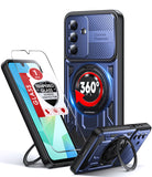 LeYi for Samsung Galaxy-A16 5G Case: with Glass Screen Protector, [Fit Magsafe] 16FT Heavy Duty Shockproof Protection Rugged Android Smart Phone Case with Invisible Ring Stand Samsung 16A 5G
