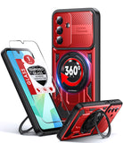 LeYi for Samsung Galaxy-A16 5G Case: with Glass Screen Protector, [Fit Magsafe] 16FT Heavy Duty Shockproof Protection Rugged Android Smart Phone Case with Invisible Ring Stand Samsung 16A 5G