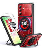 LeYi for Samsung Galaxy-A36 5G Case: with Glass Screen Protector, [Fit Magsafe] 16FT Heavy Duty Shockproof Protection Rugged Android Smart Phone Case with Invisible Ring Stand Samsung 36A 5G