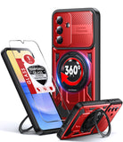 LeYi for Samsung Galaxy-A15 5G Case: with Glass Screen Protector, [Fit Magsafe] 16FT Heavy Duty Shockproof Protection Rugged Android Smart Phone Case with Invisible Ring Stand Samsung 15A 5G