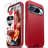 LeYi for Google-Pixel-9-Pro Case with Screen Protector X2, Google Pixel 9 Pro Case 3 in 1 Rugged Shockproof Android Cover Funda Pixel 9Pro