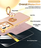 LeYi for Moto G Power 5G 2025 Case: with 1 Pack Tempered Glass Screen Protector and Rotatable Ring Holder Magnetic Kickstand, Plating Rose Gold Edge Case