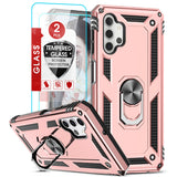 LeYi for Samsung Galaxy A32 Phone Case, Samsung A32 Phone Case with Glass Screen Protector Replacement, Military-Grade Shockproof Magnetic Ring Stand Cell Android Case Cover