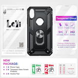 LeYi for iPhone XS Max Phone Case, iPhone XS Max Phone Case with Glass Screen Protector Replacement, Military-Grade Shockproof Magnetic Ring Stand Cell Android Case Cover