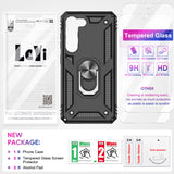 LeYi for Samsung Galaxy S23 Phone Case, Samsung S23 Phone Case with Glass Screen Protector Replacement, Military-Grade Shockproof Magnetic Ring Stand Cell Android Case Cover