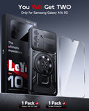 LeYi for Samsung Galaxy-A16 5G Case: with Glass Screen Protector, [Fit Magsafe] 16FT Heavy Duty Shockproof Protection Rugged Android Smart Phone Case with Invisible Ring Stand Samsung 16A 5G