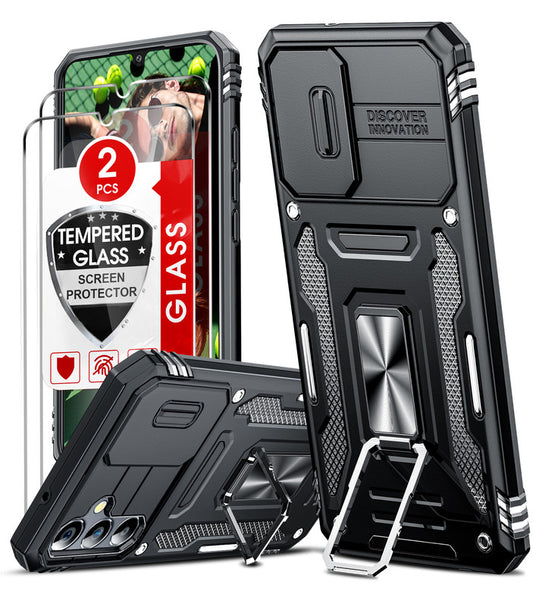 LeYi Compatible for Samsung Galaxy A34 Phone Case: Samsung A34 Case with Screen Protector 2 PCS, Heavy Duty Protection para A34 Case