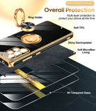 LeYi for Samsung Galaxy A53 5G Case: with 2 Pack Tempered Glass Screen Protector and Rotatable Ring Holder Magnetic Kickstand, Plating Rose Gold Edge Case