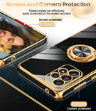 LeYi for Samsung Galaxy A53 5G Case: with 2 Pack Tempered Glass Screen Protector and Rotatable Ring Holder Magnetic Kickstand, Plating Rose Gold Edge Case
