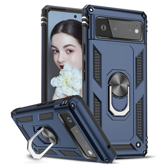 LeYi for Google Pixel 6 Phone Case, Military-Grade Shockproof Magnetic Ring Stand Cell Android Case Cover