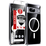 LeYi for Google Pixel-7 Case: Google Pixel 7 Phone Case [Magnet Fit] with [2 Packs] Screen Protector, Raised Camera Guard Slim Matte Translucent Smooth Soft-Touch Funda para Pixel 7