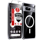 LeYi for Google Pixel-7A Case: Google Pixel 7A Phone Case [Magnet Fit] with [2 Packs] Screen Protector, Raised Camera Guard Slim Matte Translucent Smooth Soft-Touch Funda para Pixel 7A