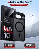 LeYi for Google Pixel-9 Phone Case: Pixel 9 Case with Screen Protector, [Mag-Safe Fit] Matte Translucent Soft-Touch & Full Body Shockproof para Phone Case Pixel 9