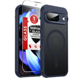 LeYi for Google Pixel-9 Phone Case: Pixel 9 Case with Screen Protector, [Mag-Safe Fit] Matte Translucent Soft-Touch & Full Body Shockproof para Phone Case Pixel 9