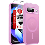 LeYi for Google Pixel-9 Phone Case: Pixel 9 Case with Screen Protector, [Mag-Safe Fit] Matte Translucent Soft-Touch & Full Body Shockproof para Phone Case Pixel 9