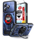 LeYi for Honor-X5c 4G Case: with Glass Screen Protector, [Fit Magsafe] 16FT Heavy Duty Shockproof Protection Rugged Android Smart Phone Case with Invisible Ring Stand Honor X5c 4G