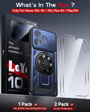 LeYi for Honor-X5c 4G Case: with Glass Screen Protector, [Fit Magsafe] 16FT Heavy Duty Shockproof Protection Rugged Android Smart Phone Case with Invisible Ring Stand Honor X5c 4G