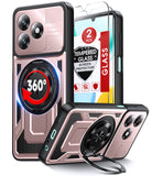 LeYi for Honor-X5c 4G Case: with Glass Screen Protector, [Fit Magsafe] 16FT Heavy Duty Shockproof Protection Rugged Android Smart Phone Case with Invisible Ring Stand Honor X5c 4G
