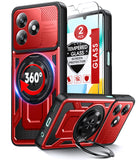 LeYi for Honor-X5c 4G Case: with Glass Screen Protector, [Fit Magsafe] 16FT Heavy Duty Shockproof Protection Rugged Android Smart Phone Case with Invisible Ring Stand Honor X5c 4G