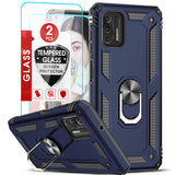 LeYi for Motorola Moto G Stylus 4G 2021 Case, Motorola G Stylus 4G 2021 Phone Case with Glass Screen Protector Replacement, Military-Grade Shockproof Magnetic Ring Stand Cell Android Case Cover