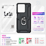 LeYi for Motorola Moto G Power 2025 Case, Motorola G Power 2025 Phone Case with Glass Screen Protector Replacement, Military-Grade Shockproof Magnetic Ring Stand Cell Android Case Cover