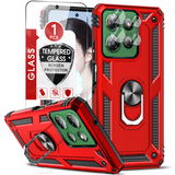 LeYi for Motorola Moto G Power 2025 Case, Motorola G Power 2025 Phone Case with Glass Screen Protector Replacement, Military-Grade Shockproof Magnetic Ring Stand Cell Android Case Cover