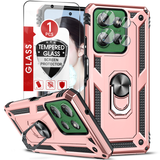 LeYi for Motorola Moto G Power 2025 Case, Motorola G Power 2025 Phone Case with Glass Screen Protector Replacement, Military-Grade Shockproof Magnetic Ring Stand Cell Android Case Cover