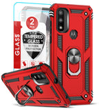 LeYi for Motorola Moto G Play 2023 Case, Motorola G Play 2023 Phone Case with Glass Screen Protector Replacement, Military-Grade Shockproof Magnetic Ring Stand Cell Android Case Cover