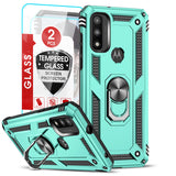 LeYi for Motorola Moto G Play 2023 Case, Motorola G Play 2023 Phone Case with Glass Screen Protector Replacement, Military-Grade Shockproof Magnetic Ring Stand Cell Android Case Cover