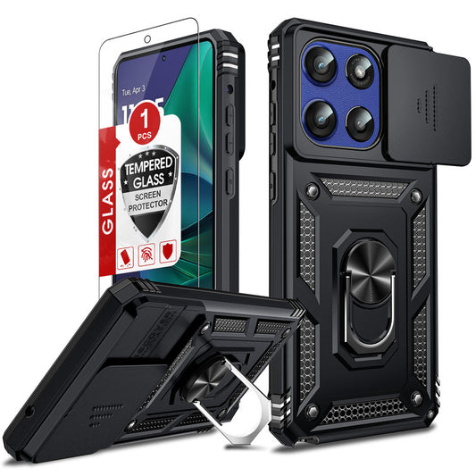 LeYi for Motorola-Moto G Stylus 5G 2025 Case: with Slide Camera Cover and Screen Protector, [Military-Grade] Cellphone Case Cover with Magnetic Ring Kickstand for Moto G Stylus 5G 2025