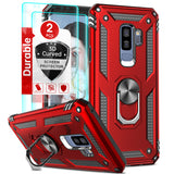 LeYi for Samsung Galaxy S9 Plus Phone Case, Samsung S9 Plus Phone Case with Glass Screen Protector Replacement, Military-Grade Shockproof Magnetic Ring Stand Cell Android Case Cover