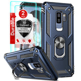 LeYi for Samsung Galaxy S9 Plus Phone Case, Samsung S9 Plus Phone Case with Glass Screen Protector Replacement, Military-Grade Shockproof Magnetic Ring Stand Cell Android Case Cover