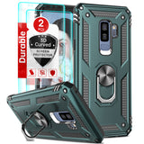 LeYi for Samsung Galaxy S9 Plus Phone Case, Samsung S9 Plus Phone Case with Glass Screen Protector Replacement, Military-Grade Shockproof Magnetic Ring Stand Cell Android Case Cover