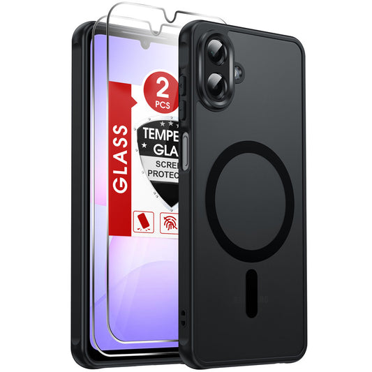 LeYi for Samsung A07 Case: A07 Phone Case [Magnet Fit] with Screen Protector & Raised Camera Guard, Frosted Translucent Soft-Touch Skin & Full Body Protection for Samsung Galaxy A07 Case