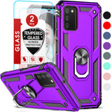 LeYi for Samsung Galaxy A03S Phone Case, Samsung A03S Phone Case with Glass Screen Protector Replacement, Military-Grade Shockproof Magnetic Ring Stand Cell Android Case Cover