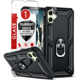 LeYi for Samsung Galaxy A05 Phone Case, Samsung A05 Phone Case with Glass Screen Protector Replacement, Military-Grade Shockproof Magnetic Ring Stand Cell Android Case Cover