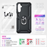 LeYi for Samsung Galaxy A05s Phone Case with 2 Glass Screen Protector Replacement, Military-Grade Shockproof Magnetic Ring Stand Cell Android Case Cover
