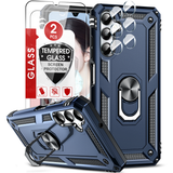 LeYi for Samsung Galaxy A05s Phone Case with 2 Glass Screen Protector Replacement, Military-Grade Shockproof Magnetic Ring Stand Cell Android Case Cover