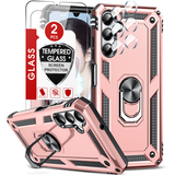 LeYi for Samsung Galaxy A05s Phone Case with 2 Glass Screen Protector Replacement, Military-Grade Shockproof Magnetic Ring Stand Cell Android Case Cover