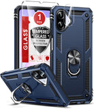 LeYi for Samsung Galaxy A07 Phone Case, Samsung A07 Phone Case with Glass Screen Protector Replacement, Military-Grade Shockproof Magnetic Ring Stand Cell Android Case Cover