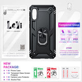 LeYi for Samsung Galaxy A10E Phone Case, Samsung A10E Phone Case with Glass Screen Protector Replacement, Military-Grade Shockproof Magnetic Ring Stand Cell Android Case Cover